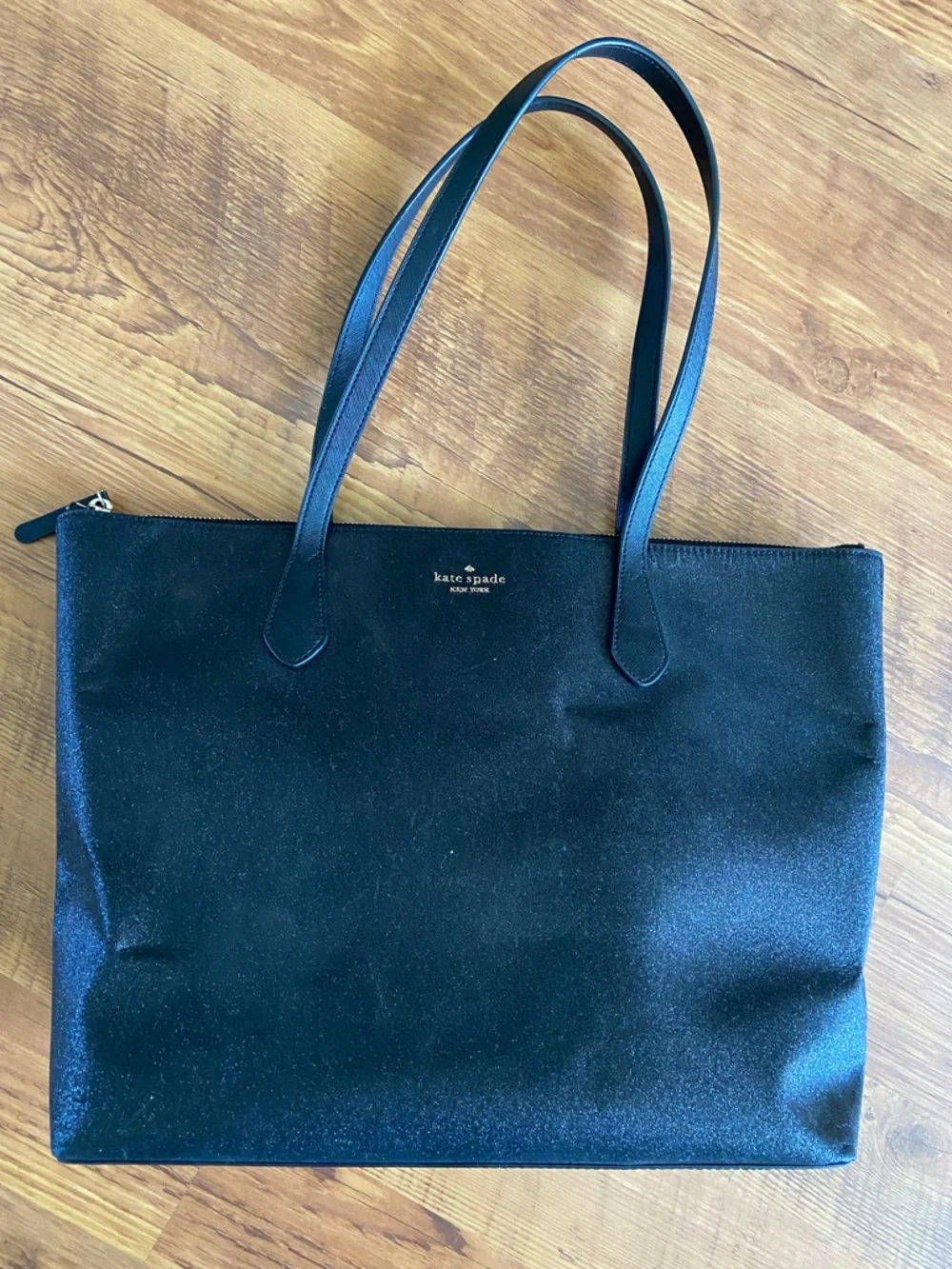 Kate Spade Joeley Black Glitter Zip Top Tote